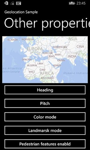 Map after tap on the button Heading